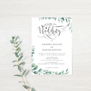 Convite para Casamento Elegante Eucalyptus Minimal