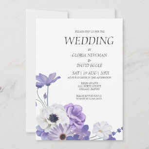 Convite para Casamento Elegante Floral Roxo