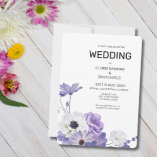 Convite para Casamento Elegante Floral Roxo