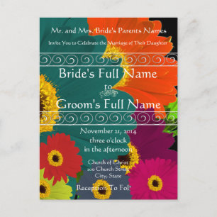 Convite para Casamento Elegante Gerber Daisy