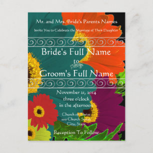 Convite para Casamento Elegante Gerber Daisy