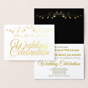 Convite para Casamento Elegante Gold Foil
