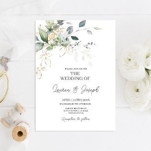 Convite para Casamento Elegante Greenery