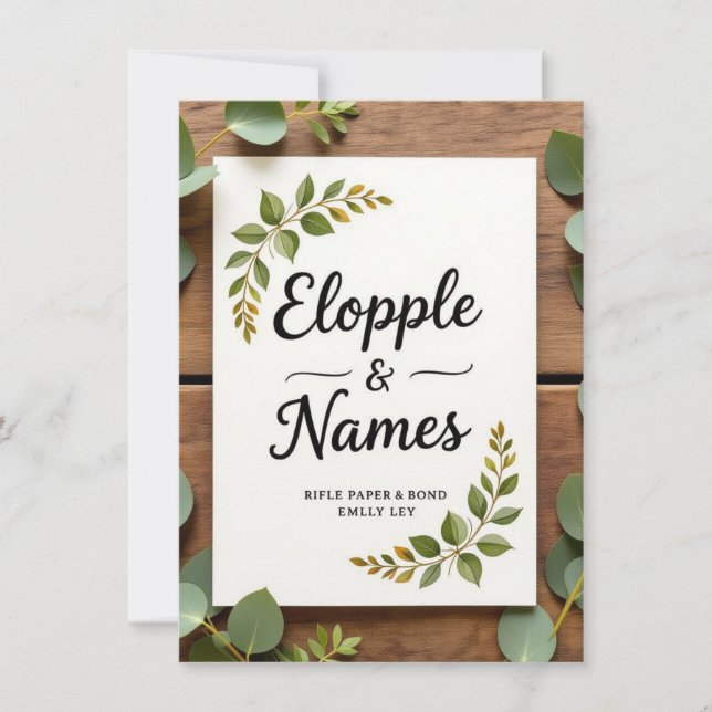 Convite para Casamento Elegante Greenery | Mínimo (Frente)