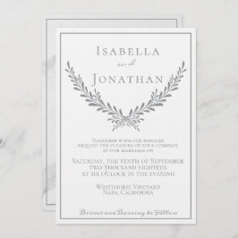 Convite para Casamento Elegante Marble e Wreath
