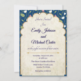 Convite para Casamento Elegante | Marinho Azul e D