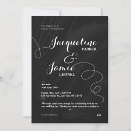 Convite para Casamento Elegante Negro e Branco