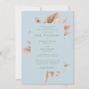 Convite para Casamento Elegante Pampas Mint
