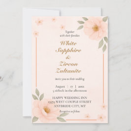 Convite para Casamento Elegante Peach Floral