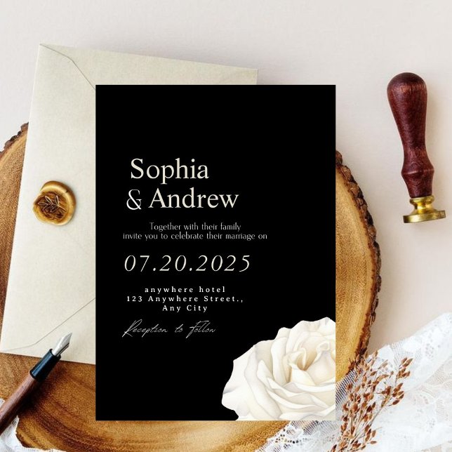 Convite para Casamento Elegante Preto e Branco (Black & white Elegant Wedding invitation)