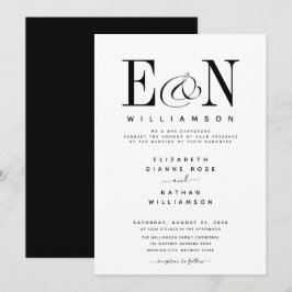 Convite para Casamento Elegante Preto e Branco Mod