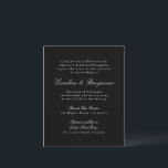Convite para Casamento Elegante Preto-Formal de Or<br><div class="desc">Convite para Casamento Elegante de Script Clássico Tradicional de Orçamento com Texto Branco em Plano de Fundo Negro</div>