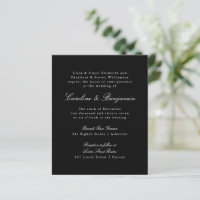 Convite para Casamento Elegante Preto-Formal de Or