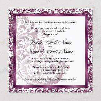 Convite para Casamento Elegante - Roxo