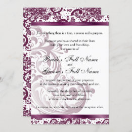 Convite para Casamento Elegante - Roxo 5x7