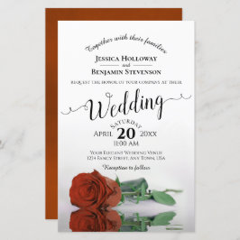 Convite para Casamento Elegante Rust Orange Rosa B