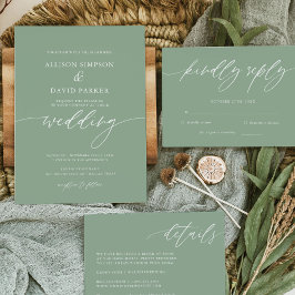 Convite para Casamento Elegante Rustic Sage Green