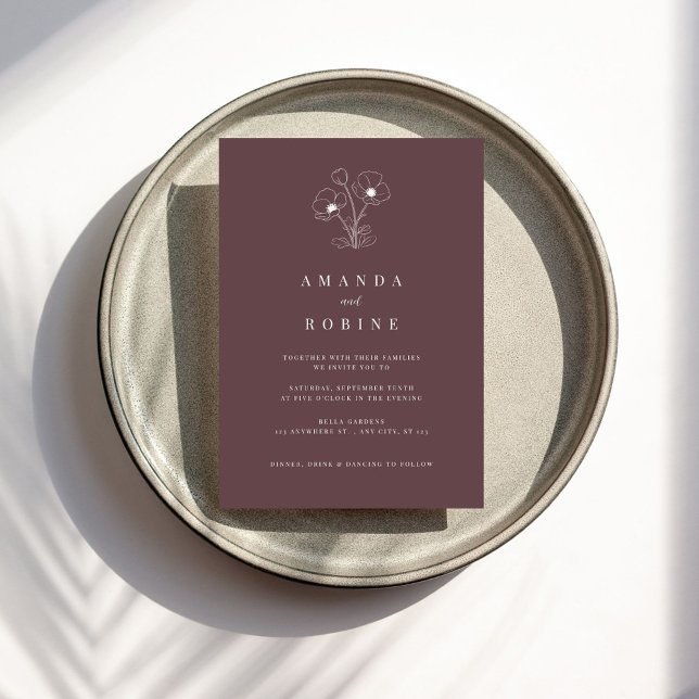 Convite para Casamento Elegante Simples Dusty Rosa (Criador carregado)