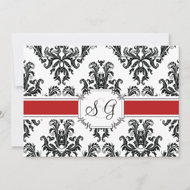 Convite para Casamento Elegante Vermelho Antiquado (Frente)