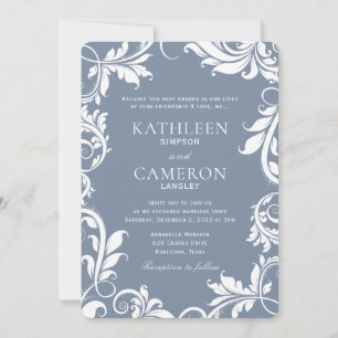 Convite para Casamento Elegante Vinhas (Azul emp
