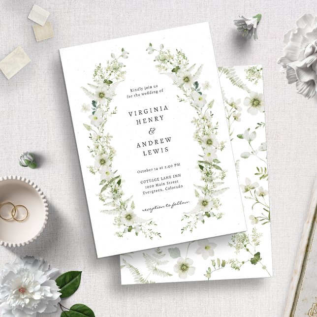 Convite para Casamento Elegante Vintage Greenery (Criador carregado)