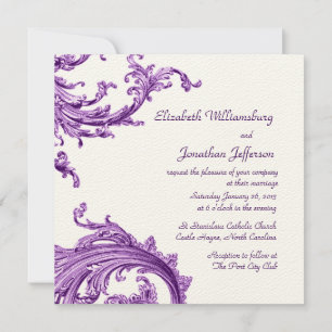 Convite para Casamento Elegante Vitoriano Violet S