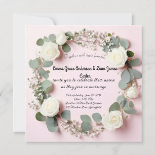 Convite para Casamento Elegante White Rose & Eucal