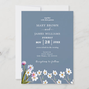 Convite para Casamento Elegante Wildflower Periwin