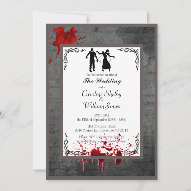 Convite para Casamento Elegante Zombie Gothic (Frente)