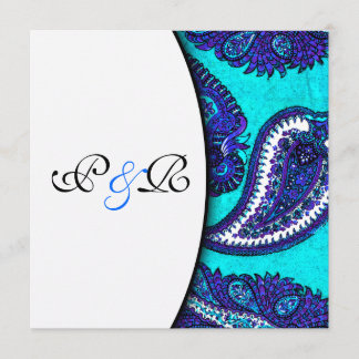 Convite Para Casamento Elétrico Aqua Paisley