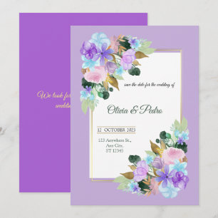 convite para casamento em cor lavander