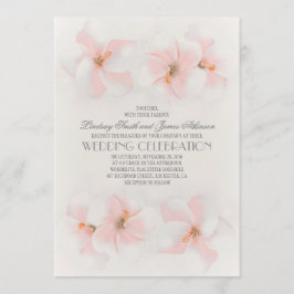 Convite para casamento em praia com flores rosa