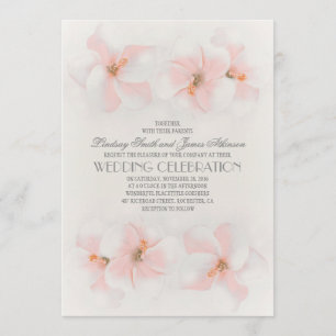 Convite para casamento em praia com flores rosa