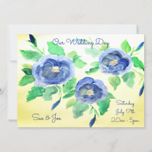 Convite para Casamento em Rosas Azuis de Watercolo