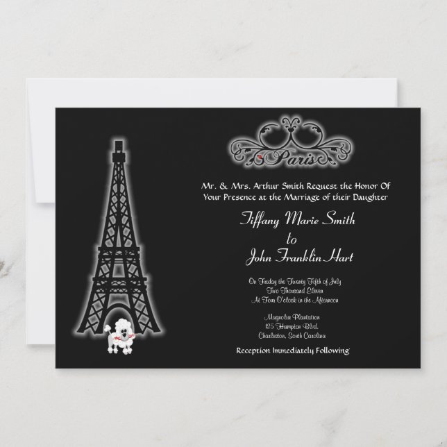 Convite para Casamento em Torre Eiffel de Paris (Frente)