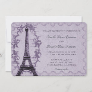 Convite para Casamento em Torre Eiffel Roxo