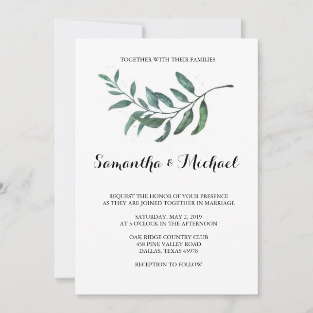 Convite para Casamento em Verde (Frente)