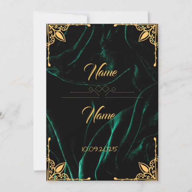 Convite para casamento Emerald Velvet (Frente)