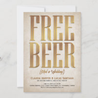 Convite para Casamento Engraçado de Cerveja Livre