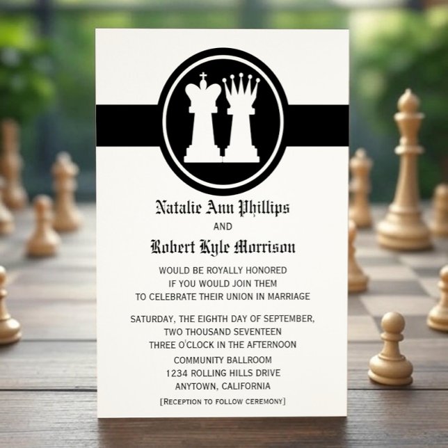 Convite para Casamento entre Xadrez King e Rainha (Chess King and Queen Wedding Invitation)