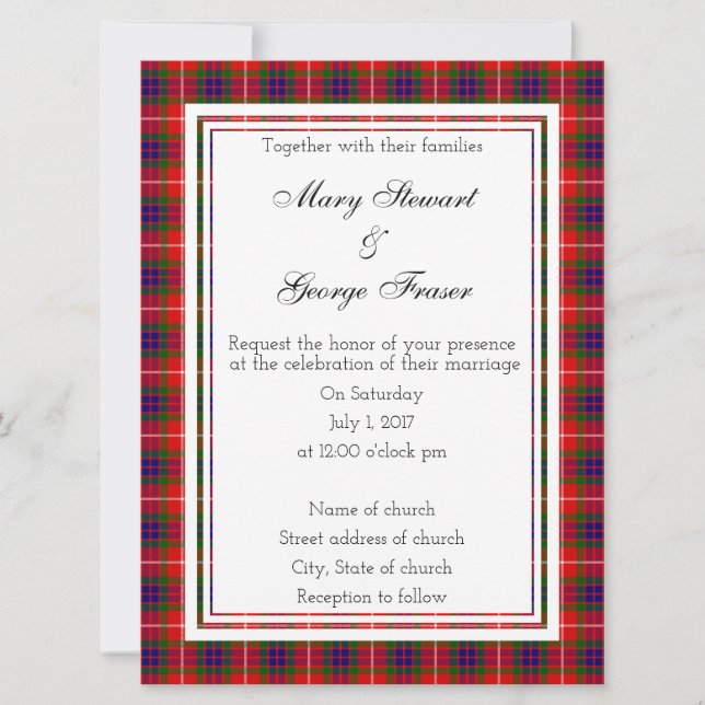 Convite para Casamento Escocês Fraser (Frente)