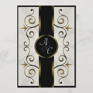 Convite Para Casamento Espiral Elegante De Creme N