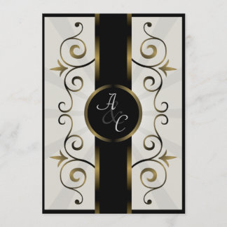 Convite Para Casamento Espiral Elegante De Creme N