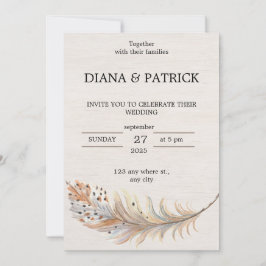 Convite para Casamento Estético Beige