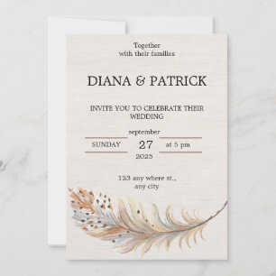 Convite para Casamento Estético Beige