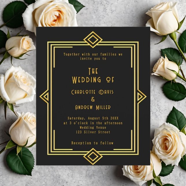 Convite para casamento estilo decoração de arte em (Criador carregado)