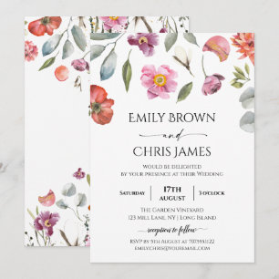 Convite para Casamento Eucalipto Floral Elegante