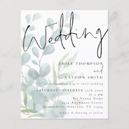 Convite para Casamento Eucalyptus com Script Moder