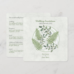 Convite para Casamento Eucalyptus e Fern Rings