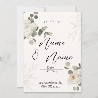 Convite para Casamento Eucalyptus Estético Branco